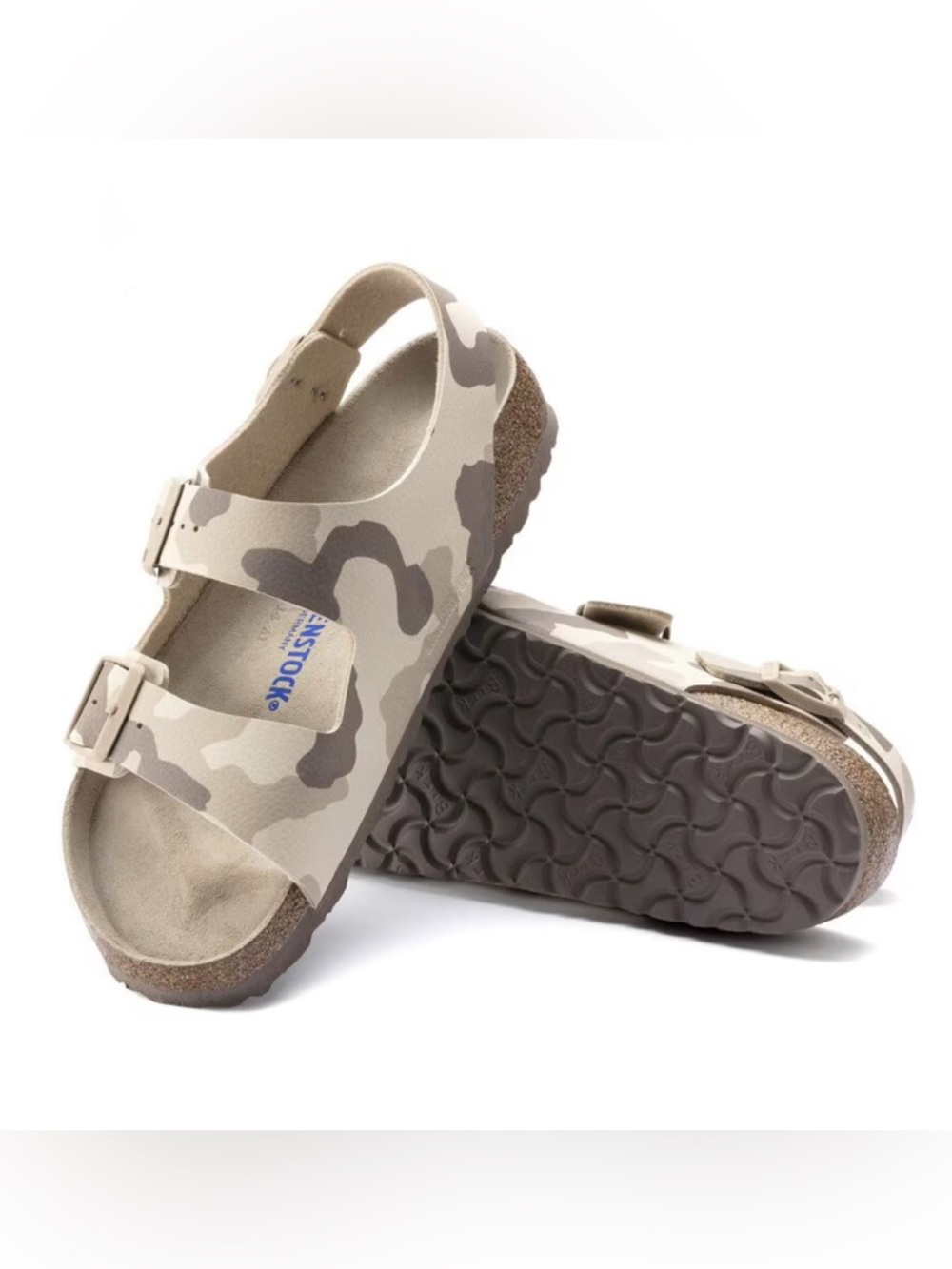 Birkenstock Milano Soft Footbed Birko-Flor camo slingback sandals women 6 (37)